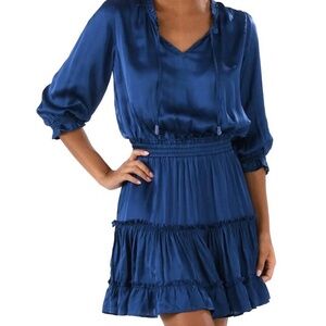 Walker Wade Lapis blue mini cocktail dress. Satin. Size small
